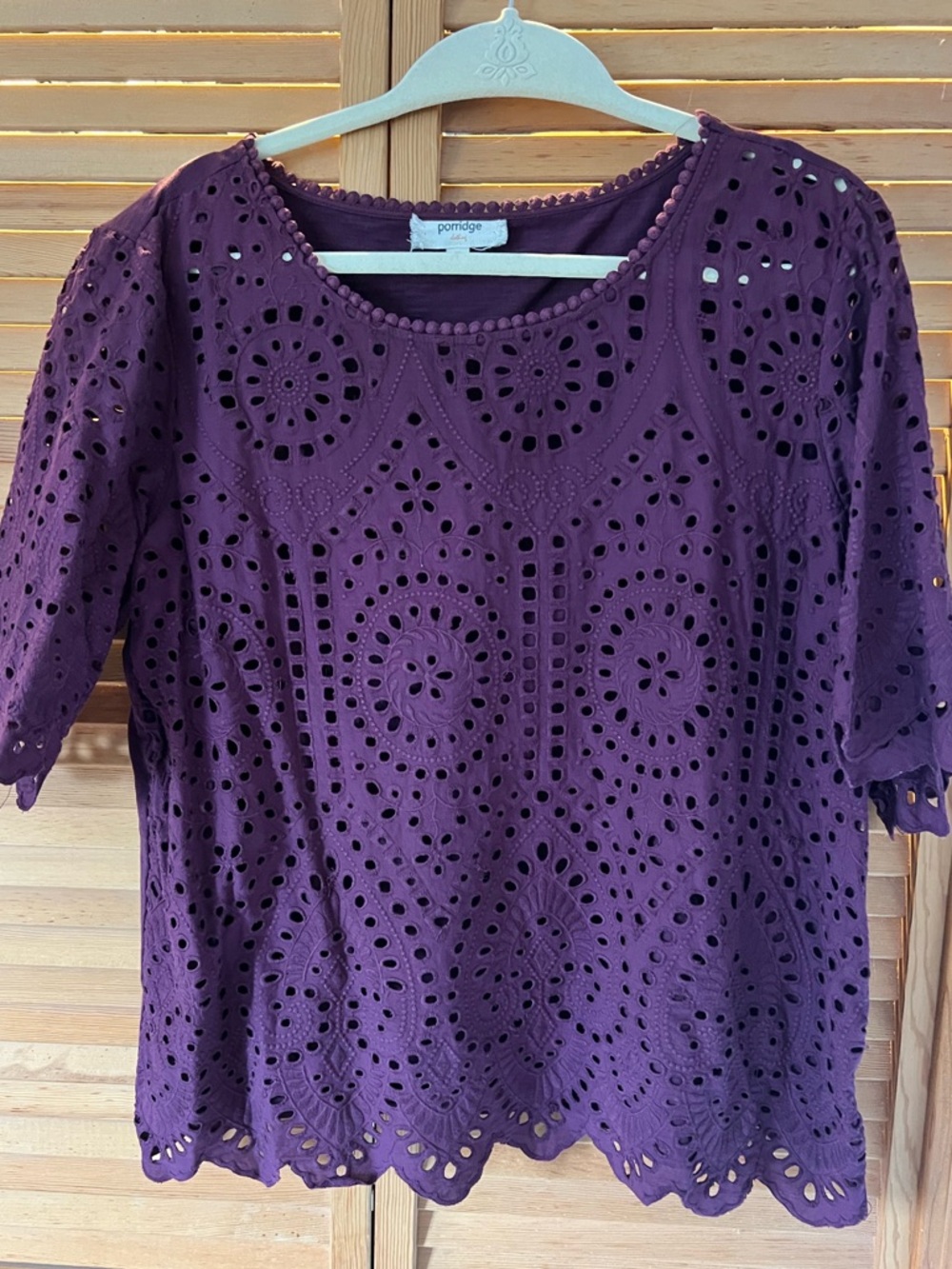 Purple Eyelet Short Sleeve Women's Top